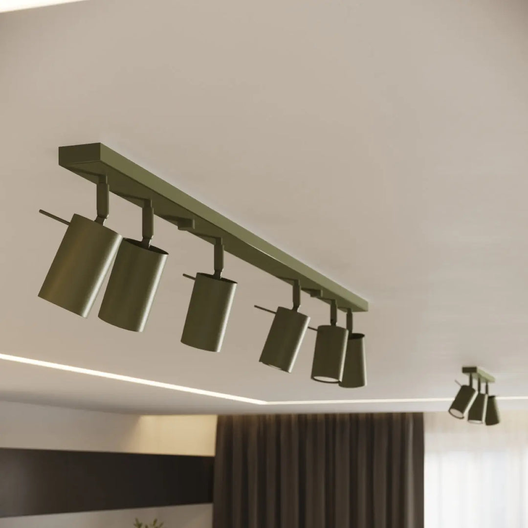 Luminaire plafonnier ring 3l vert olive avec lampe ring cylindrique et éclairage flexible pour minimalisme moderne