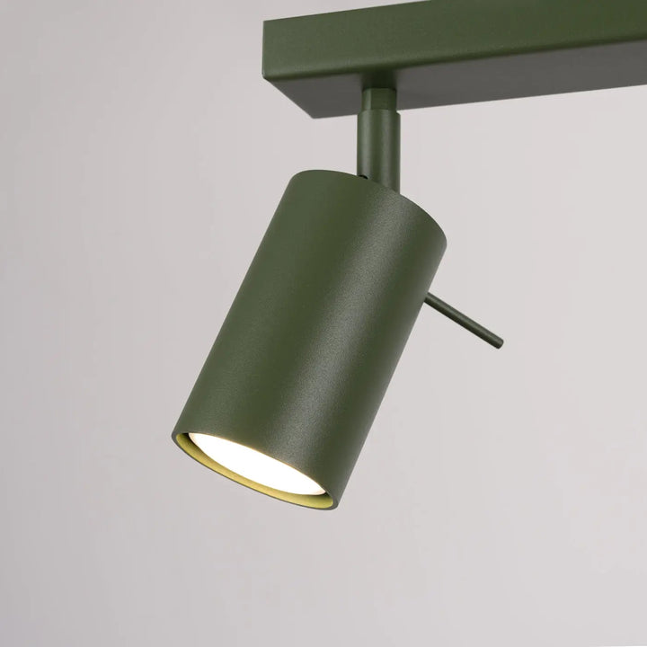 Luminaire plafonnier ring 4l vert olive en lampe ring avec éclairage flexible et finition mate en métal cylindrique