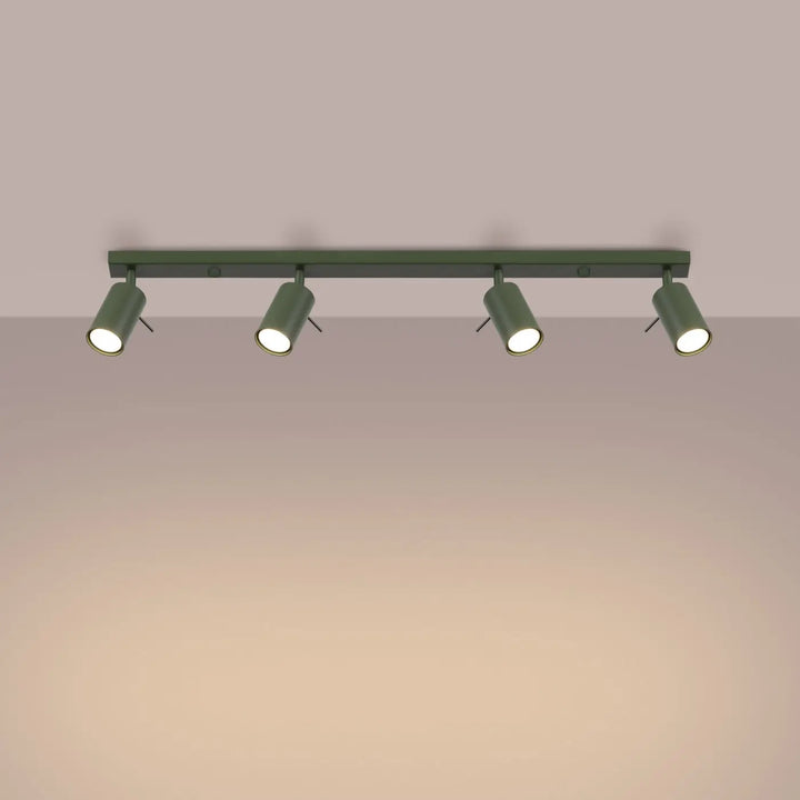 Luminaire plafonnier ring 4l vert olive lampe ring avec quatre spots réglables pour un éclairage flexible moderne