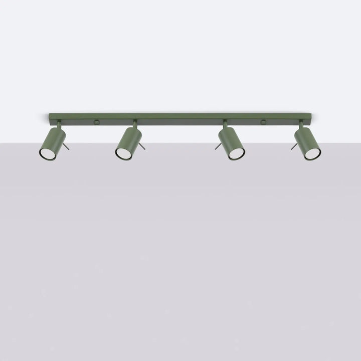 Luminaire plafonnier ring 4l vert olive en métal avec quatre spots ajustables pour éclairage flexible lampe ring vert olive