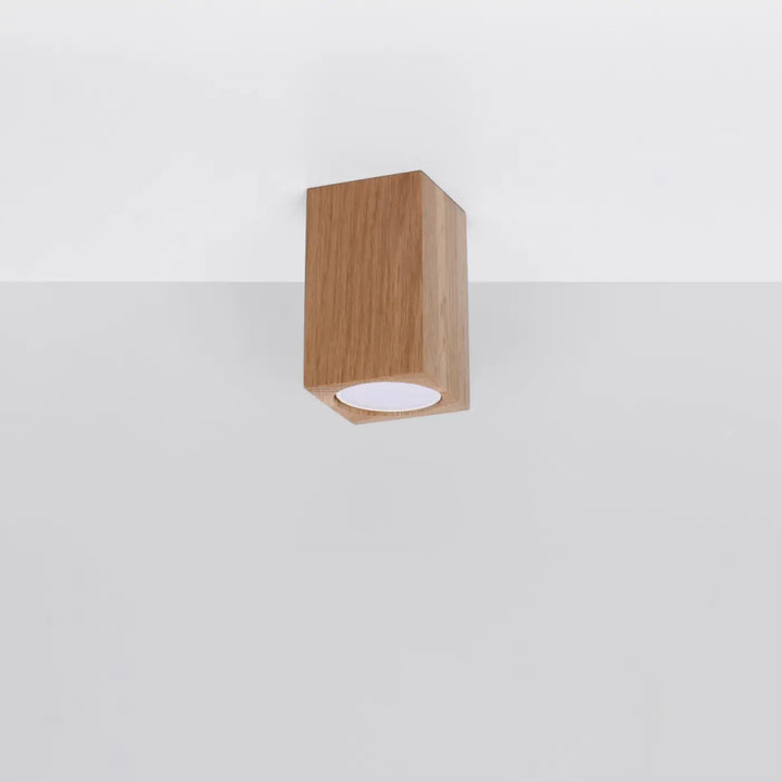 Luminaire plafonnier lampe keke en bois chêne avec diffuseur rond en verre dépoli style loft s’intégrera parfaitement