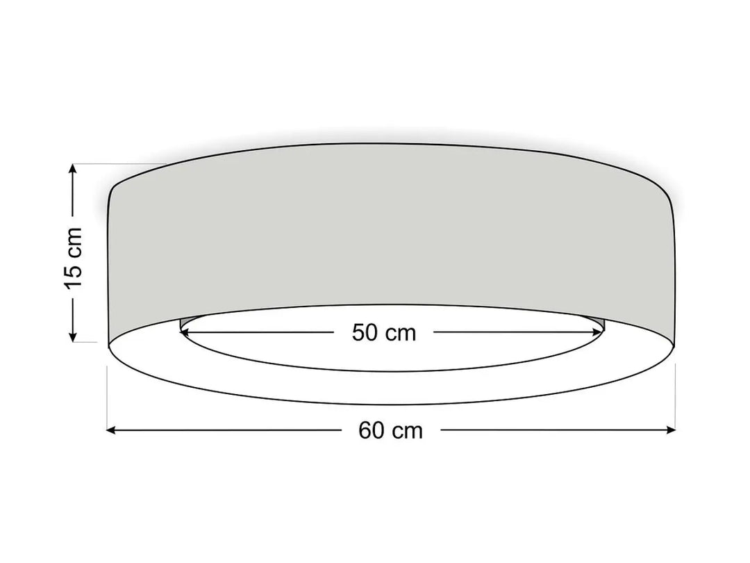 Lampadaire plafonnier rond blanc lumineux de 60 cm largeur avec base de 50 cm diamètre et 15 cm hauteur design minimaliste