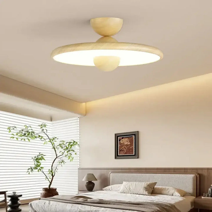 Luminaire plafonnier rond en bois au style scandinave design