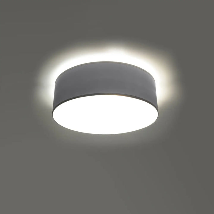 Plafonnier rond arena gris avec abat-jour en tissu gris et éclairage polyvalent à forme riche et moderne