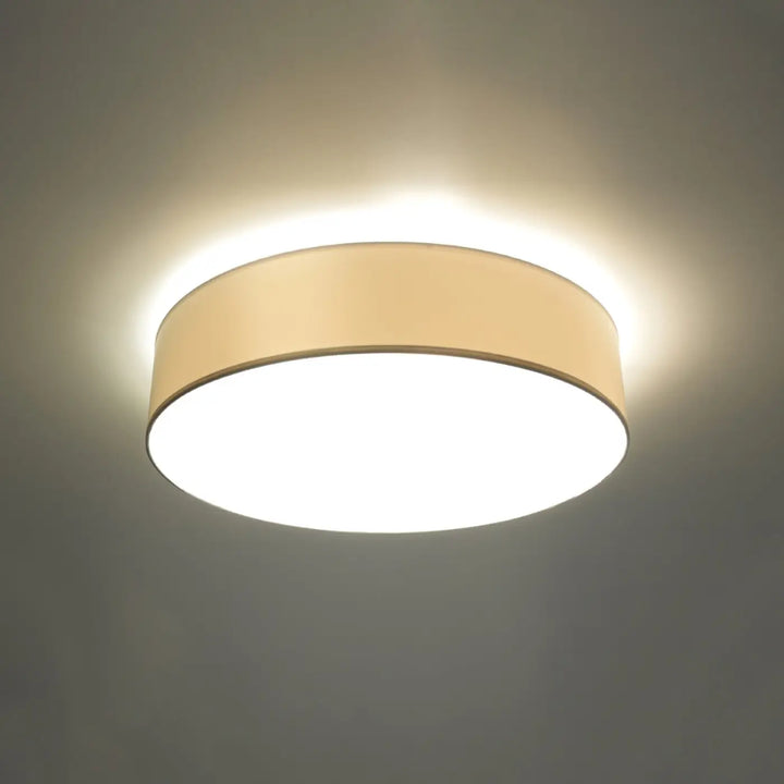 Plafonnier rond beige luminaire arena 55 blanc avec éclairage polyvalent et forme riche pour intérieur doux