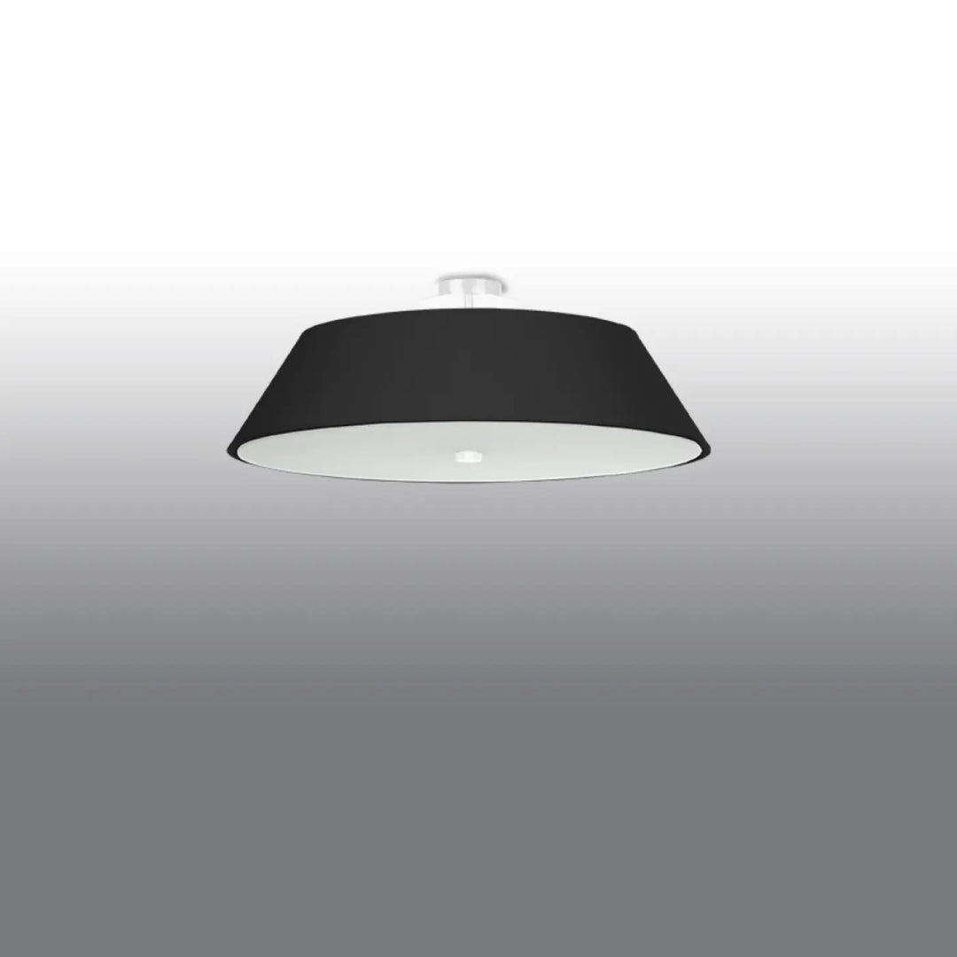 Plafonnier vega 60 noir drum avec intérieur blanc pour un éclairage discret en chambre à coucher moderne
