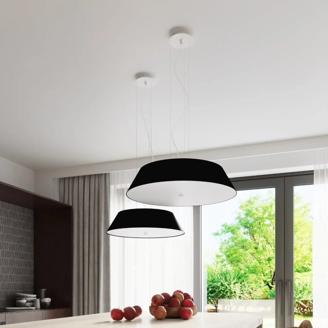 Luminaire plafonnier vega 60 noir avec éclairage discret suspendu idéal pour chambre à coucher moderne