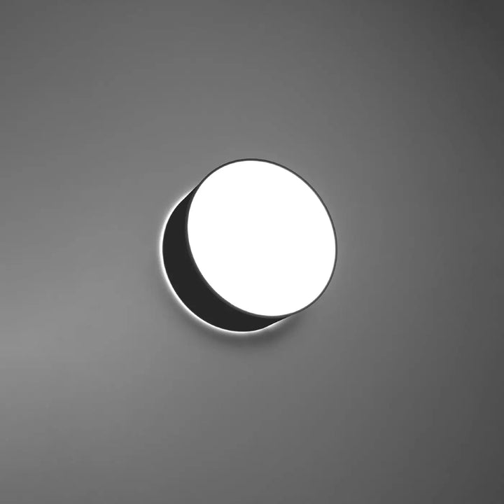 Plafonnier rond arena noir avec éclairage polyvalent à face blanche illuminée et bordure noire en forme riche