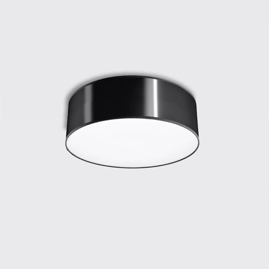 Luminaire plafonnier arena noir cylindrique avec forme riche et finition mate pour éclairage polyvalent moderne