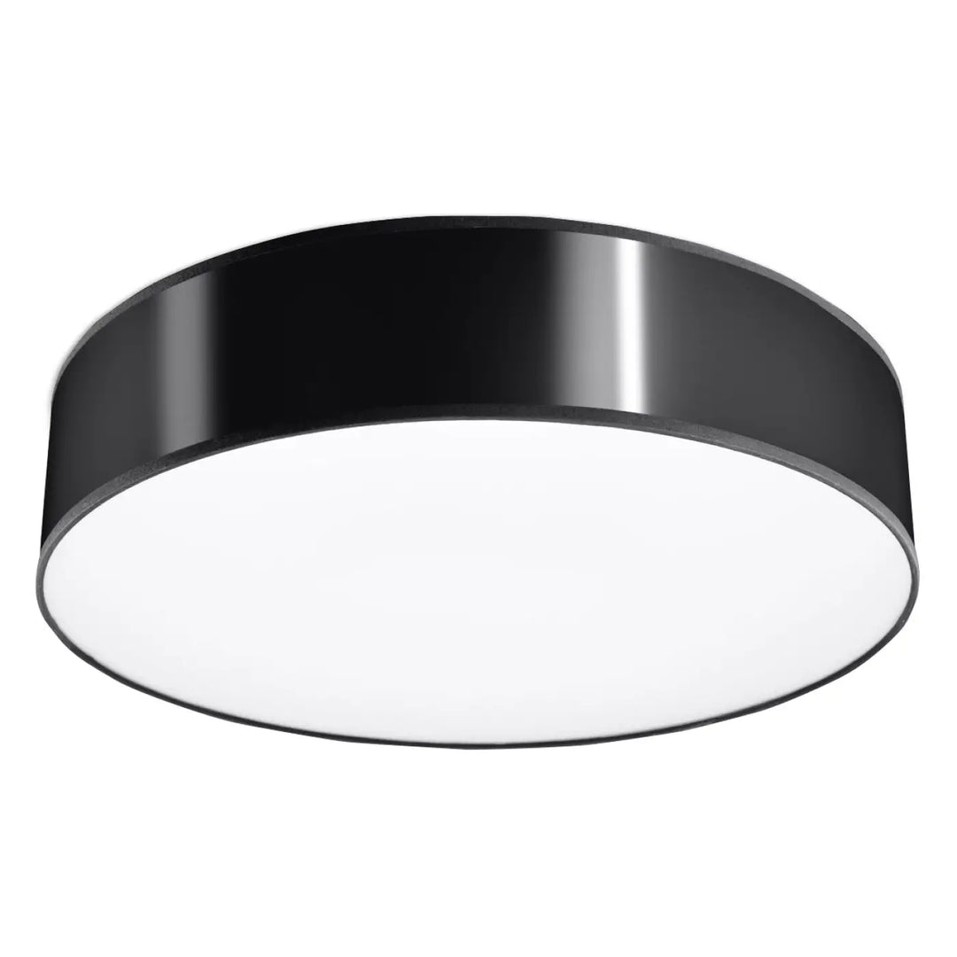 Luminaire plafonnier arena 45 noir avec forme riche et finition brillante pour un éclairage polyvalent plafonnier rond