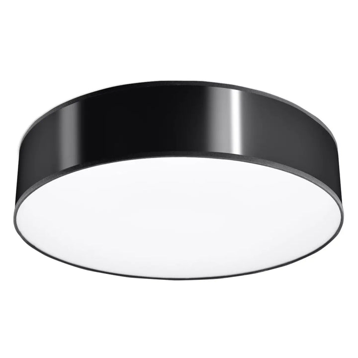 Luminaire plafonnier arena 45 noir avec forme riche et finition brillante pour un éclairage polyvalent plafonnier rond