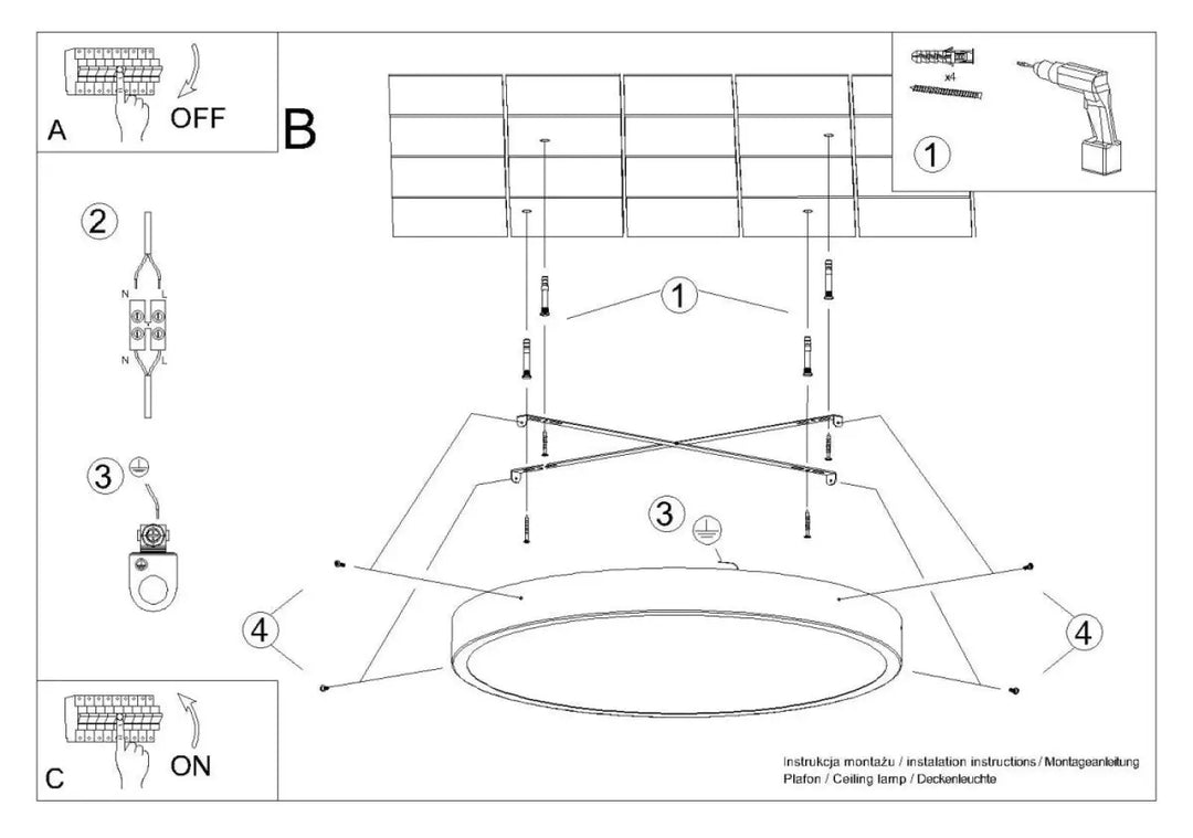Plafonnier rond onyx 60 noir avec design minimaliste et système de fixation intégré pour recherche d’un éclairage aux couleurs intemporelles