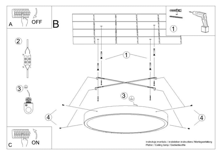 Plafonnier rond onyx 60 noir avec design minimaliste et système de fixation intégré pour recherche d’un éclairage aux couleurs intemporelles