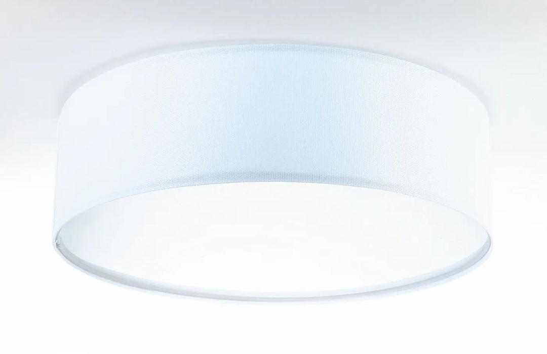 Luminaire plafonnier rond avec abat-jour en tissu blanc translucide à nervures verticales pour éclairage intérieur