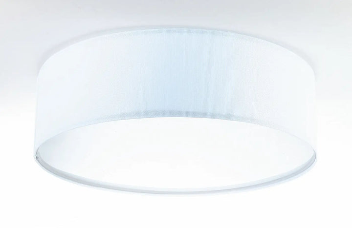 Luminaire plafonnier rond avec abat-jour en tissu blanc translucide à nervures verticales pour éclairage intérieur