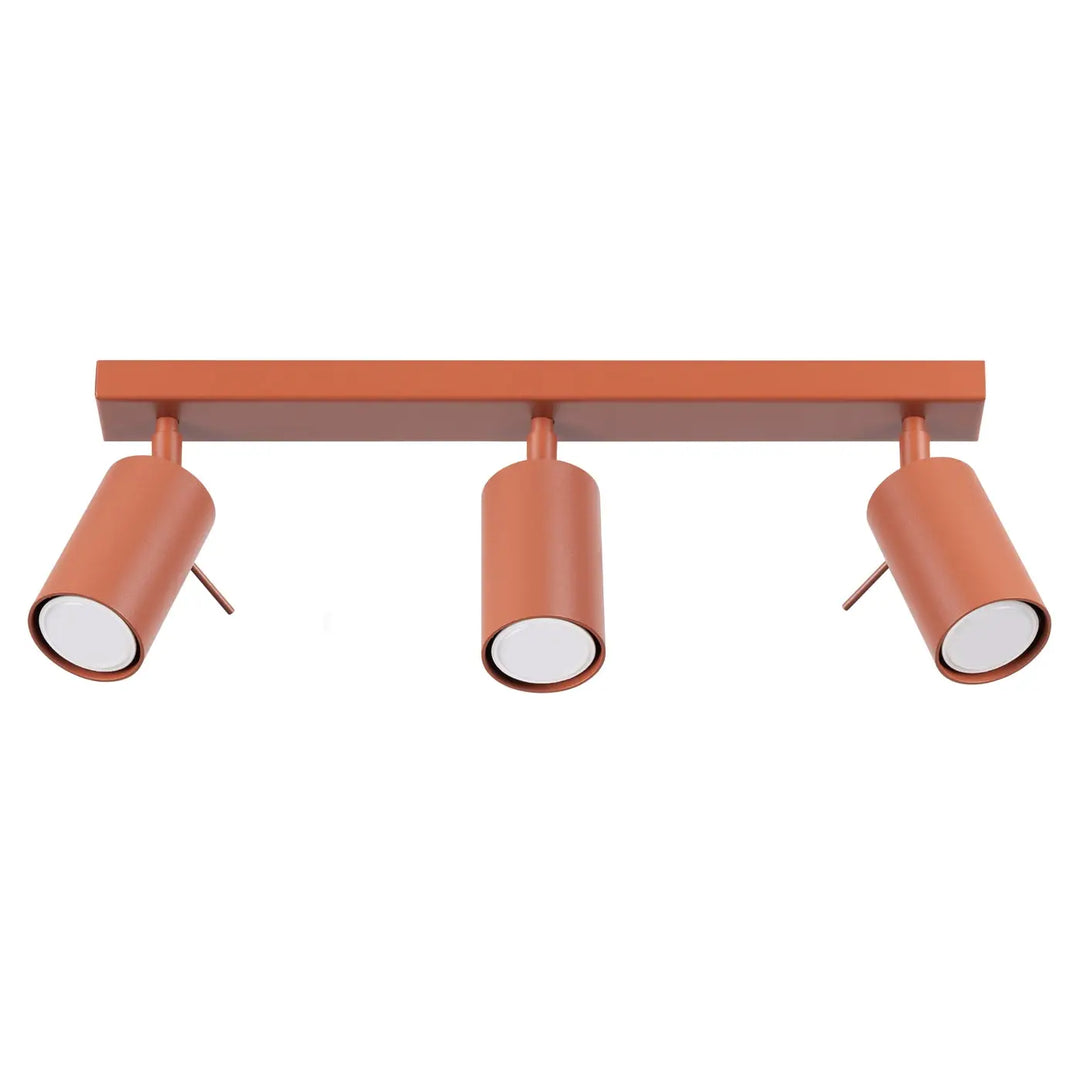 Luminaire plafonnier ring 3l cuivre avec trois spots cylindriques pour éclairage flexible et minimalisme moderne