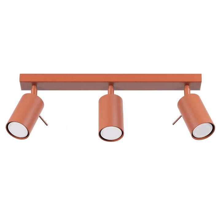 Luminaire plafonnier ring 3l cuivre avec trois spots cylindriques pour éclairage flexible et minimalisme moderne