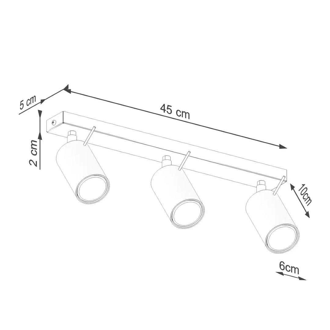 Luminaire plafonnier rouge ochra avec trois lumières cylindriques et barre métallique minimalisme moderne éclairage flexible