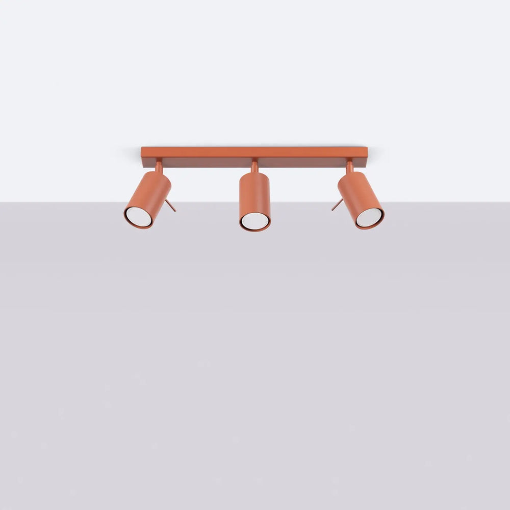 Luminaire plafonnier ring 3l rouge ochra avec lampe ring cuivrée à éclairage flexible et minimalisme moderne