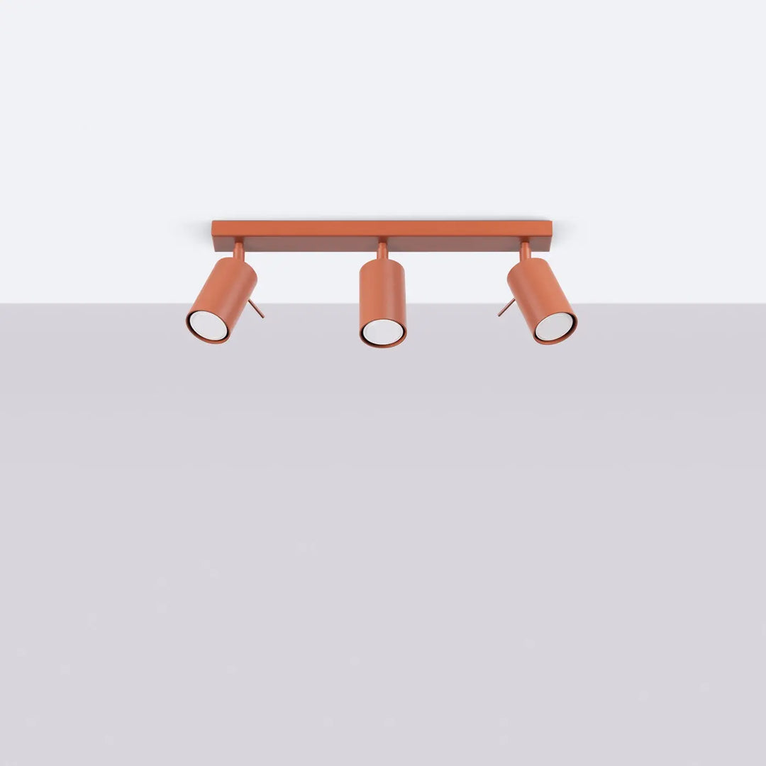 Luminaire plafonnier ring 3l rouge ochra avec lampe ring cuivrée à éclairage flexible et minimalisme moderne