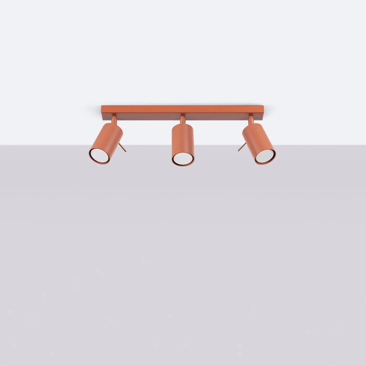 Luminaire plafonnier ring 3l rouge ochra avec lampe ring cuivrée à éclairage flexible et minimalisme moderne