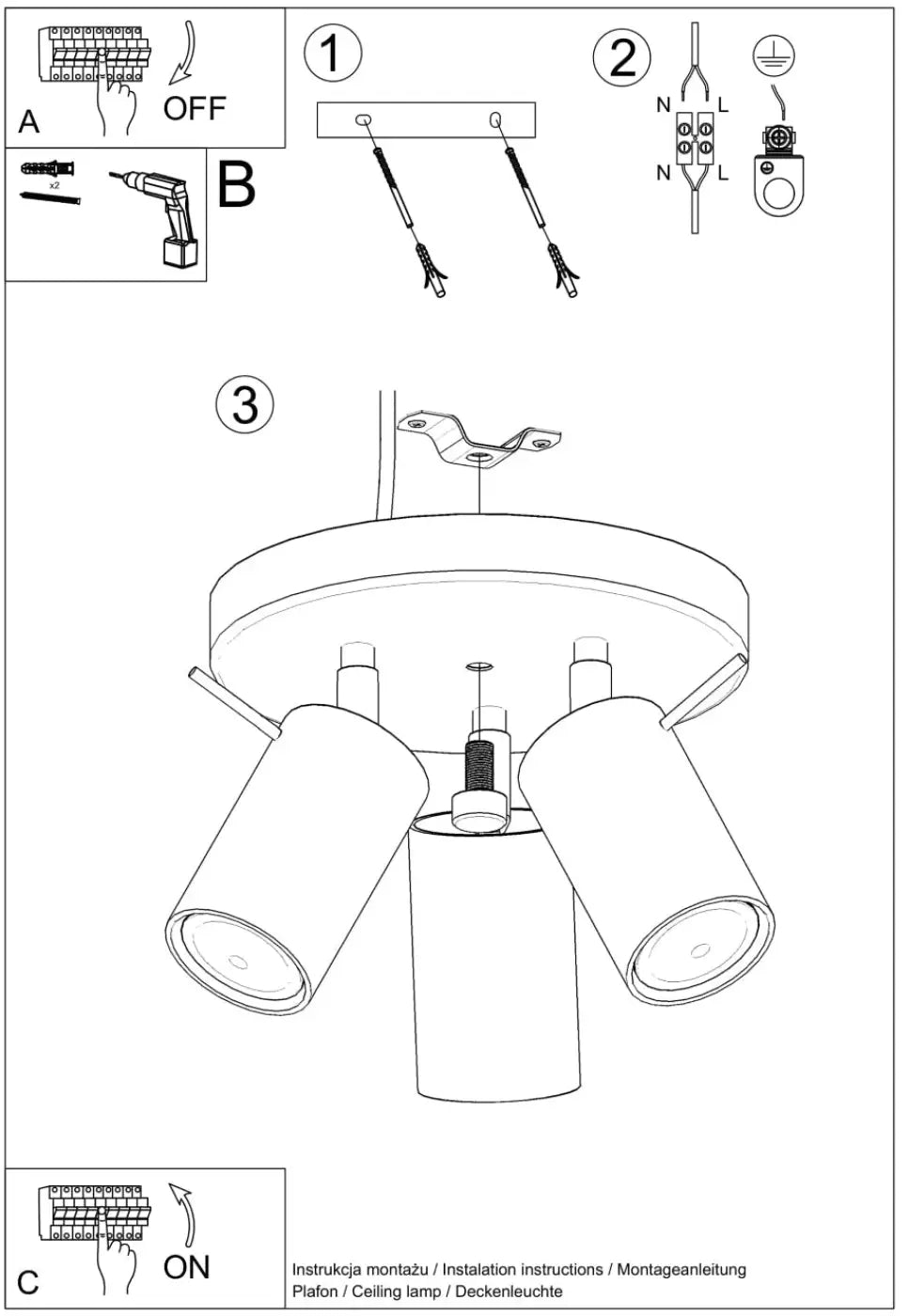 Luminaire plafonnier ring 3p rouge ochra avec trois spots cylindriques pour un éclairage flexible et minimalisme moderne