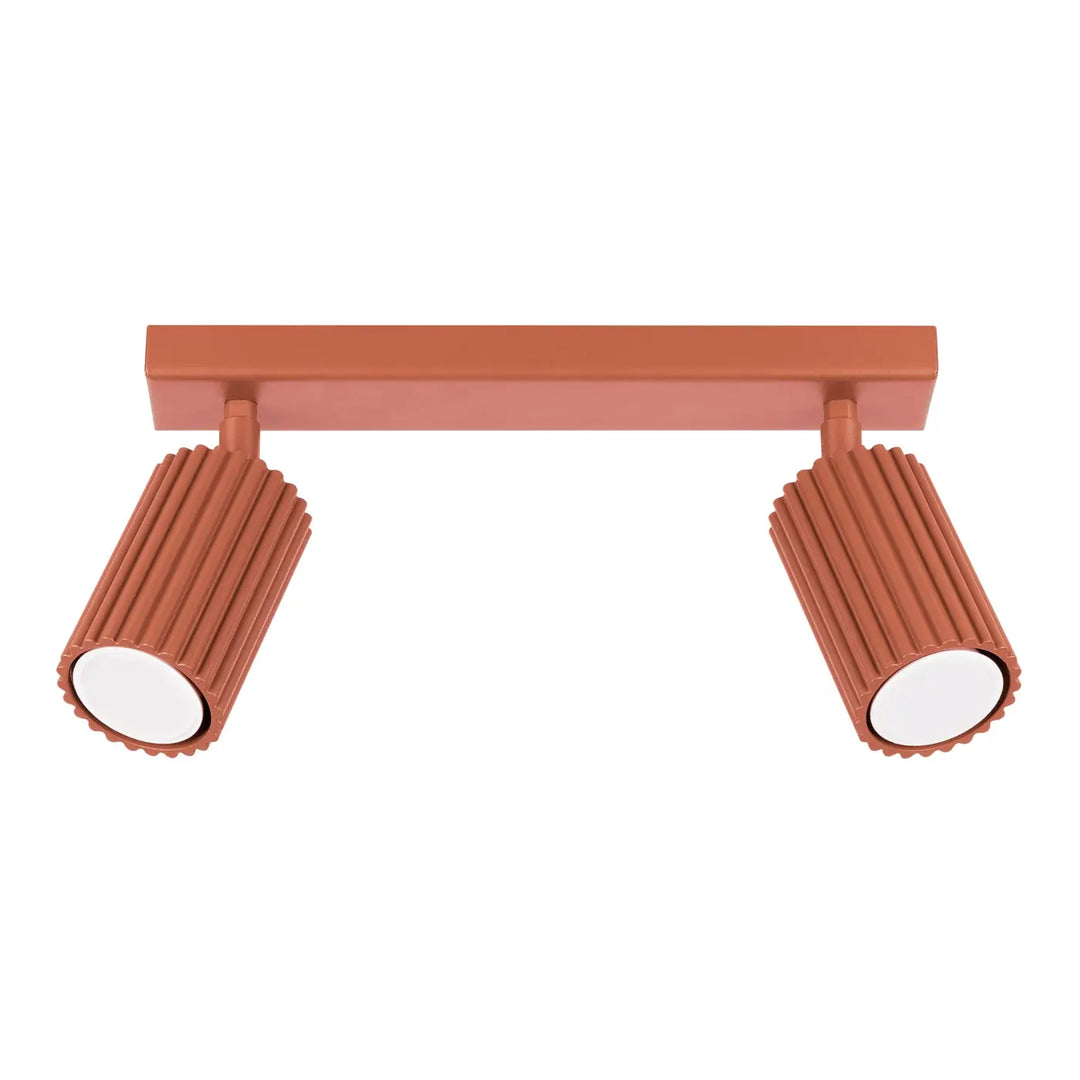 Plafonnier karbon allie double tête cuivre avec ampoules gu10 interchangeables et design minimaliste mat