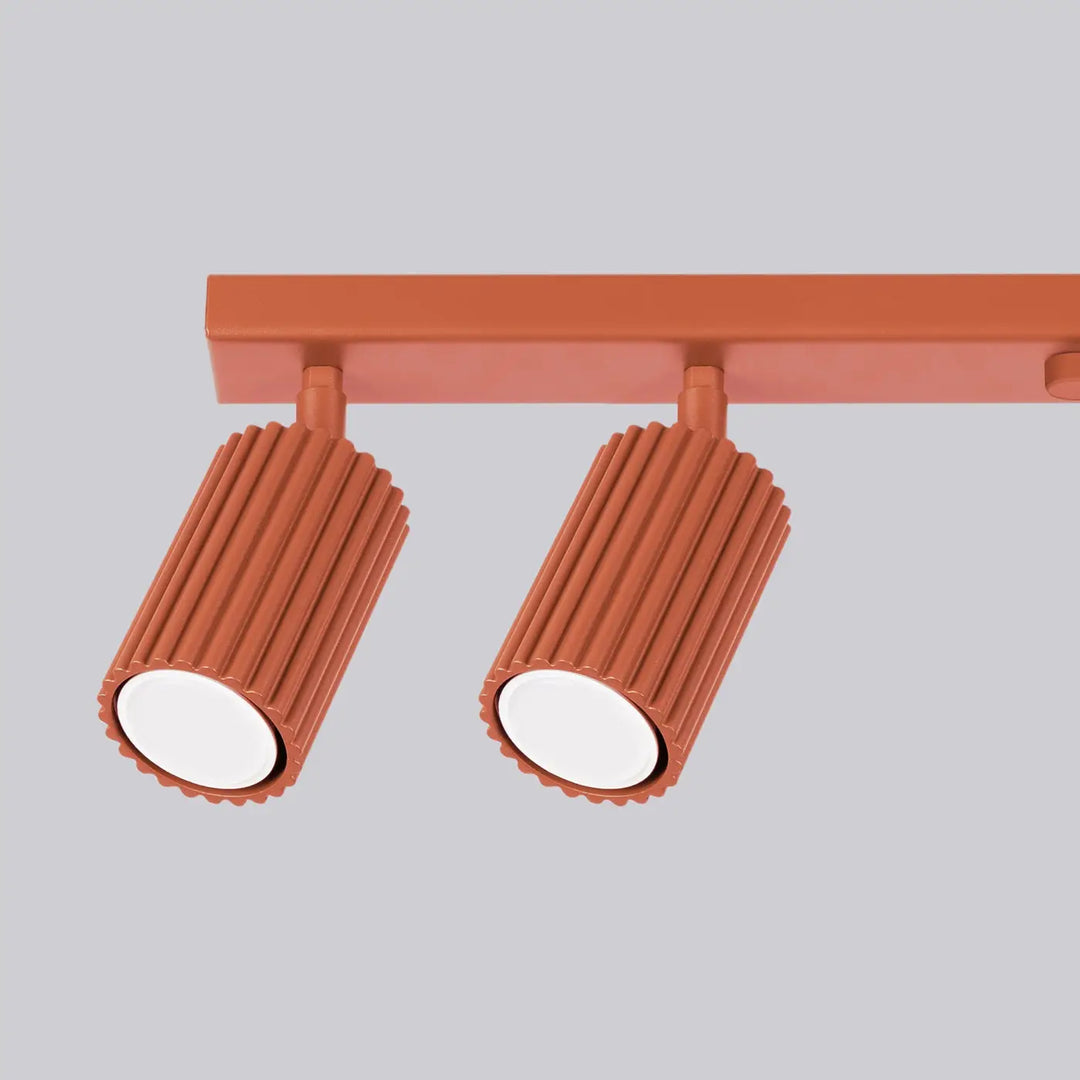 Plafonnier karbon cuivre avec ampoules gu10 interchangeables et design minimaliste à abat-jour cylindrique cannelé