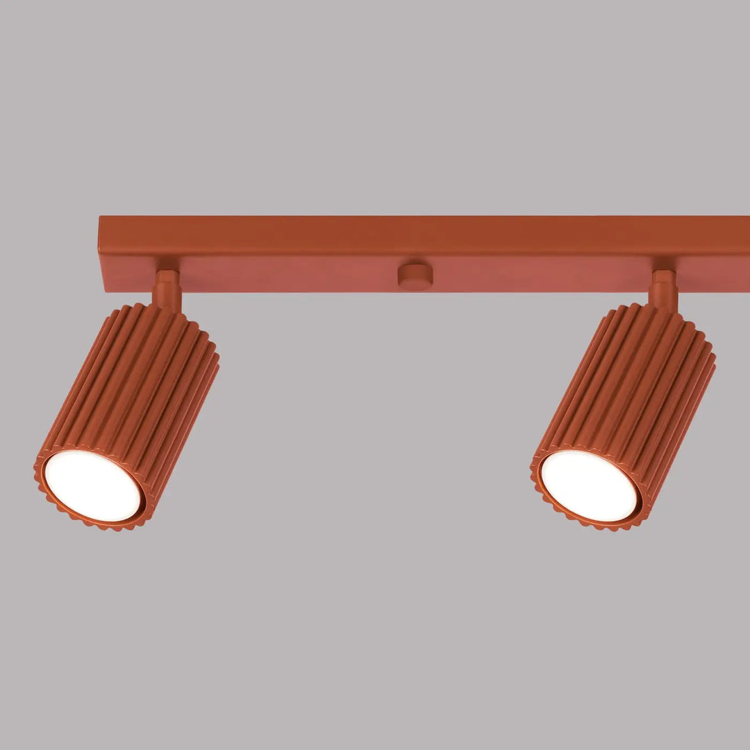 Plafonnier karbon allie style minimalisme avec ampoules gu10 interchangeables deux têtes cylindriques rouille
