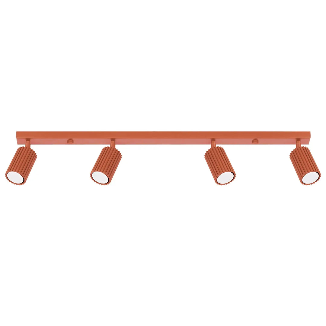 Plafonnier karbon allie cuivre avec 4 spots cylindriques à ampoules gu10 interchangeables style minimalisme rouge ocre