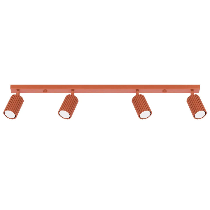 Plafonnier karbon allie cuivre avec 4 spots cylindriques à ampoules gu10 interchangeables style minimalisme rouge ocre