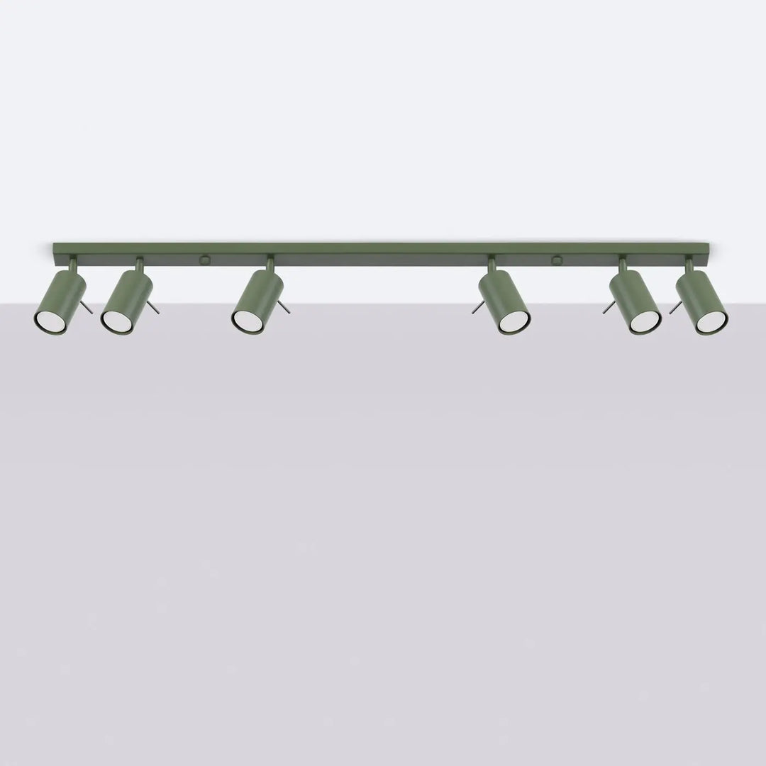 Luminaire plafonnier ring 6l vert olive en métal avec cinq spots cylindriques ajustables pour éclairage flexible minimalisme moderne