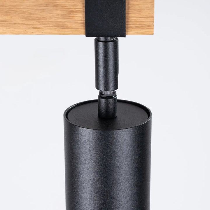 Luminaire plafonnier fager 3 noir avec lampe directionnelle fager boîtier moderne et abat-jours orientables en bois