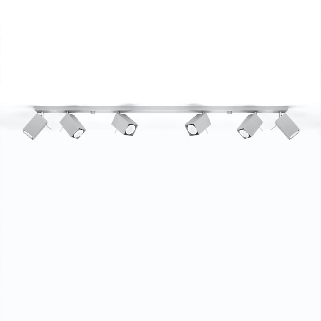 Plafonnier moderne merida gris métal avec six spots merida réglables pour diriger précisément l’éclairage