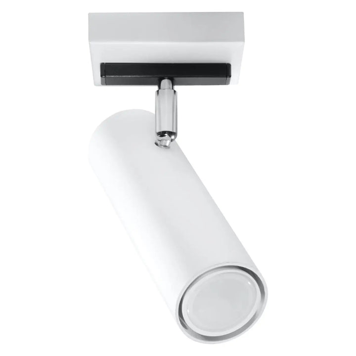 Luminaire plafonnier direzione 1 blanc avec bras ajustable chrome et support noir pour éclairage élégant plafond minimaliste