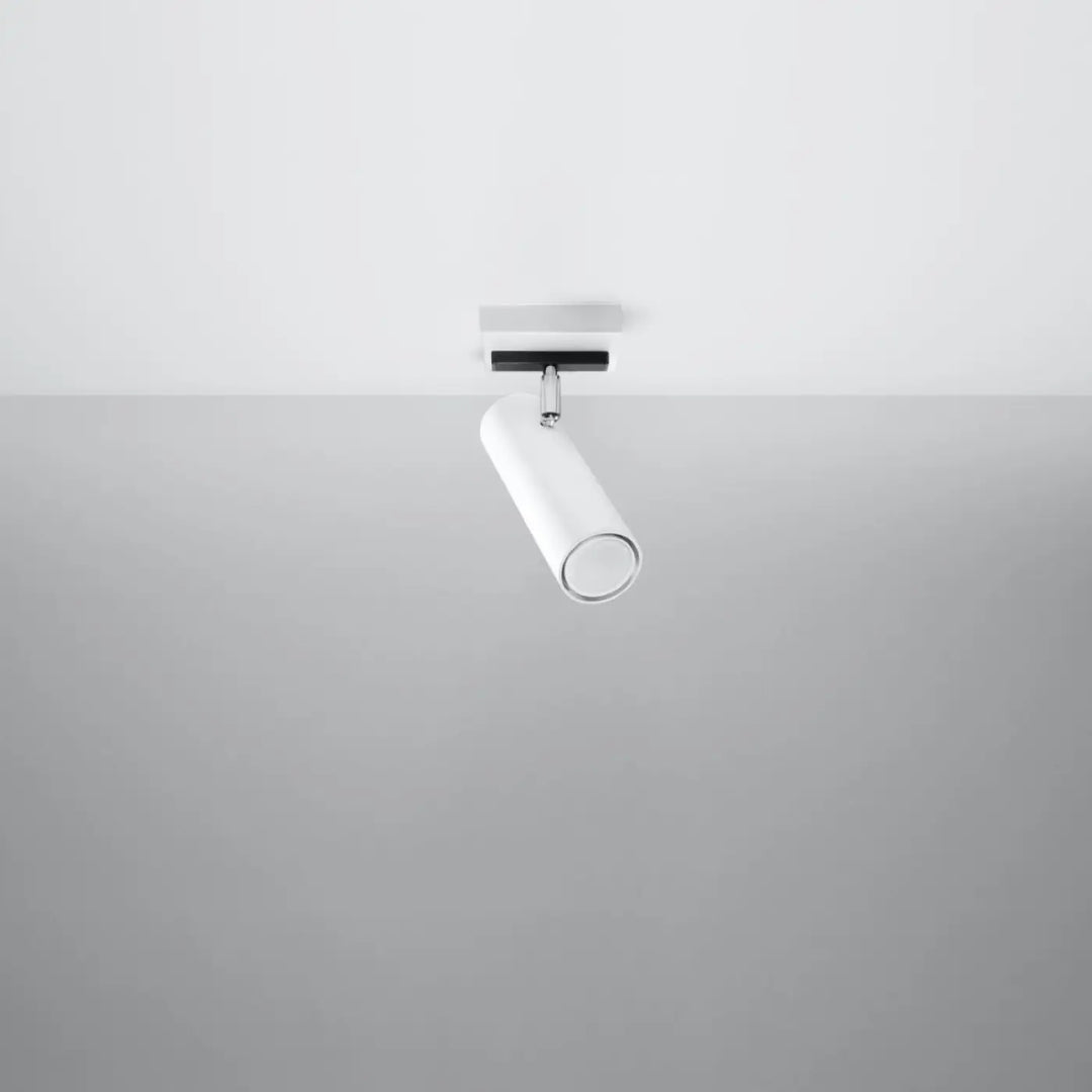 Luminaire plafonnier direzione 1 blanc avec éclairage élégant cylindre blanc chrome idéal pour plafond minimaliste