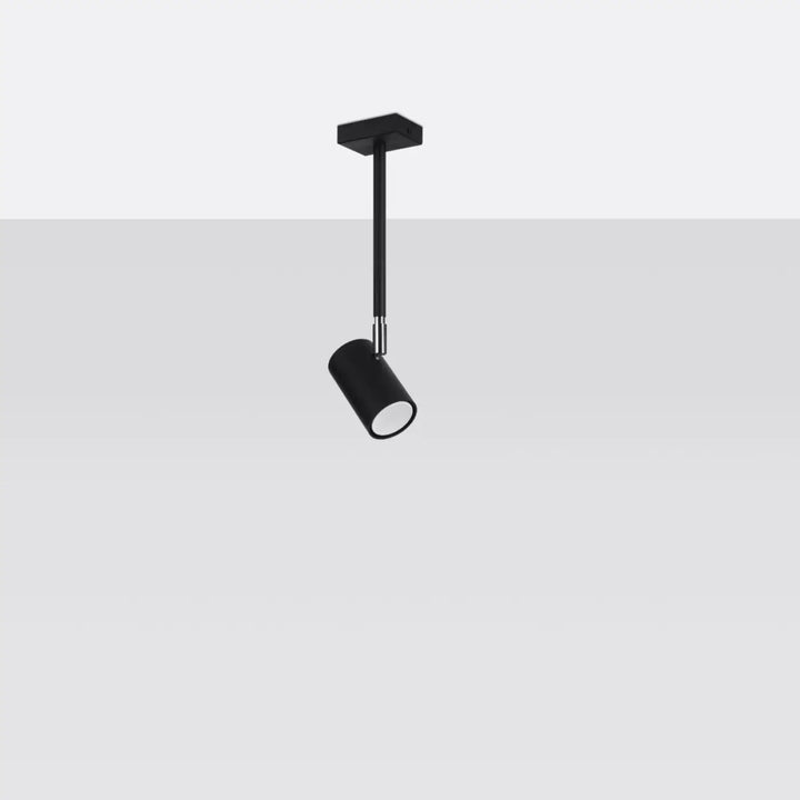 Plafonnier norano noir cylindrique avec finition mate et tête ajustable de la collection norano
