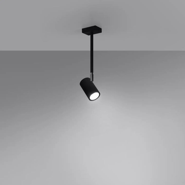 Plafonnier norano noir cylindrique avec finition mate et tête réglable monté sur base carrée noir élégant collection norano