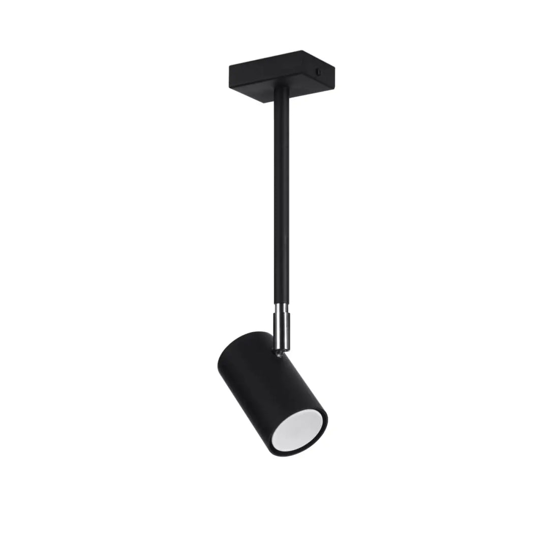 Plafonnier norano noir cylindrique avec finition mate et accent chrome de la collection norano
