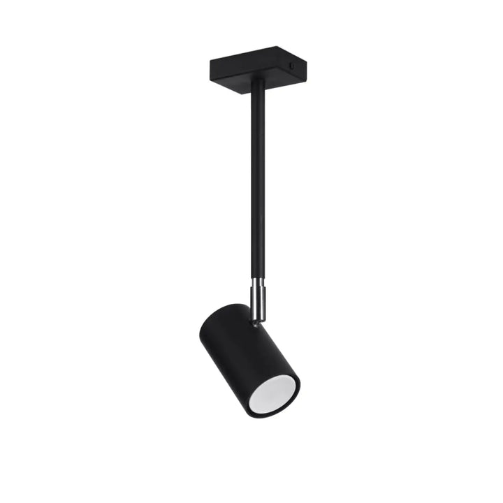 Plafonnier norano noir cylindrique avec finition mate et accent chrome de la collection norano