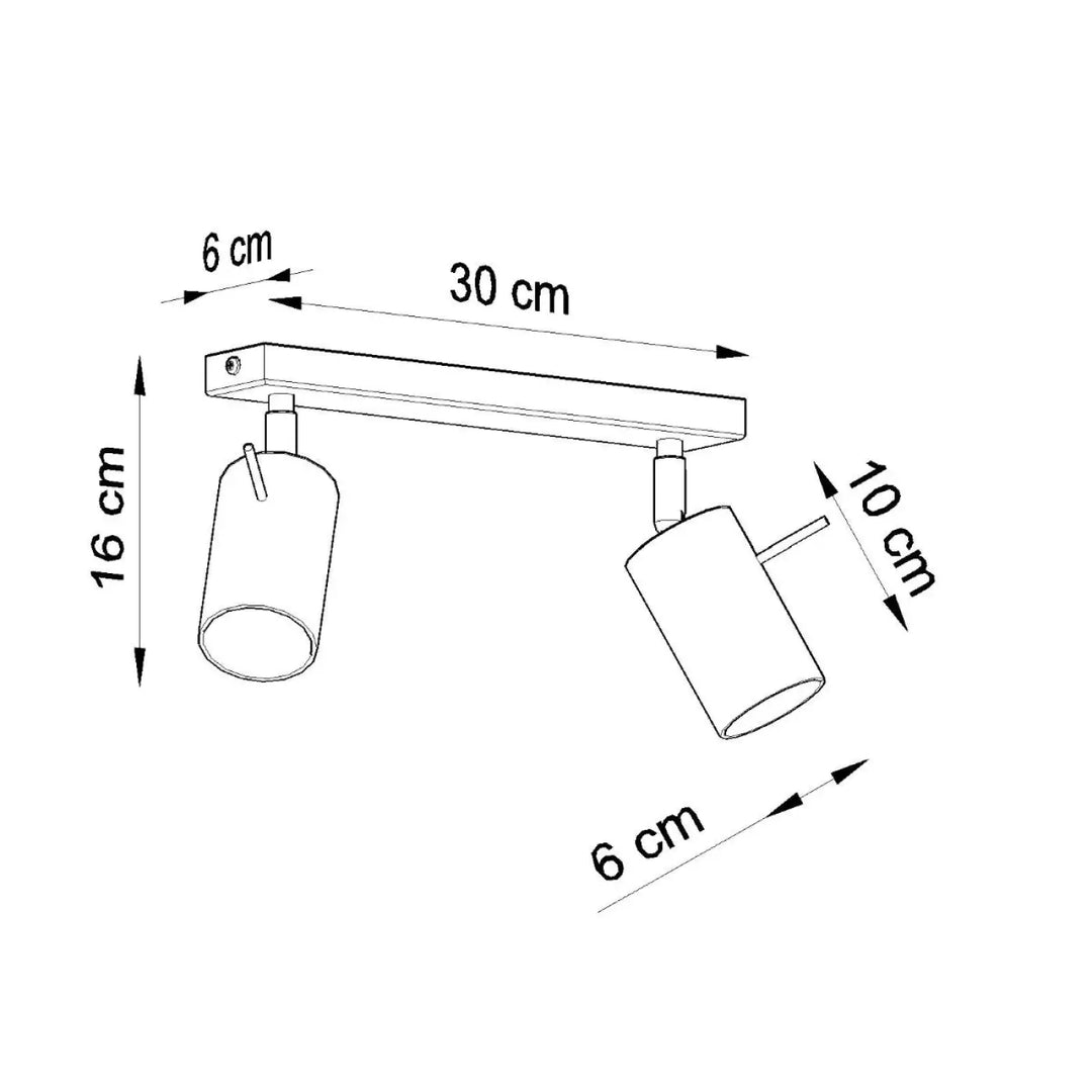 Luminaire plafonnier ring 2 chrome avec double spot cylindrique ajustable sur barre de 30 cm que vous pouvez installer facilement