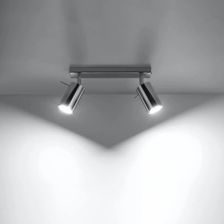 Luminaire plafonnier ring 2 chrome avec deux têtes cylindriques ajustables que vous pouvez facilement installer