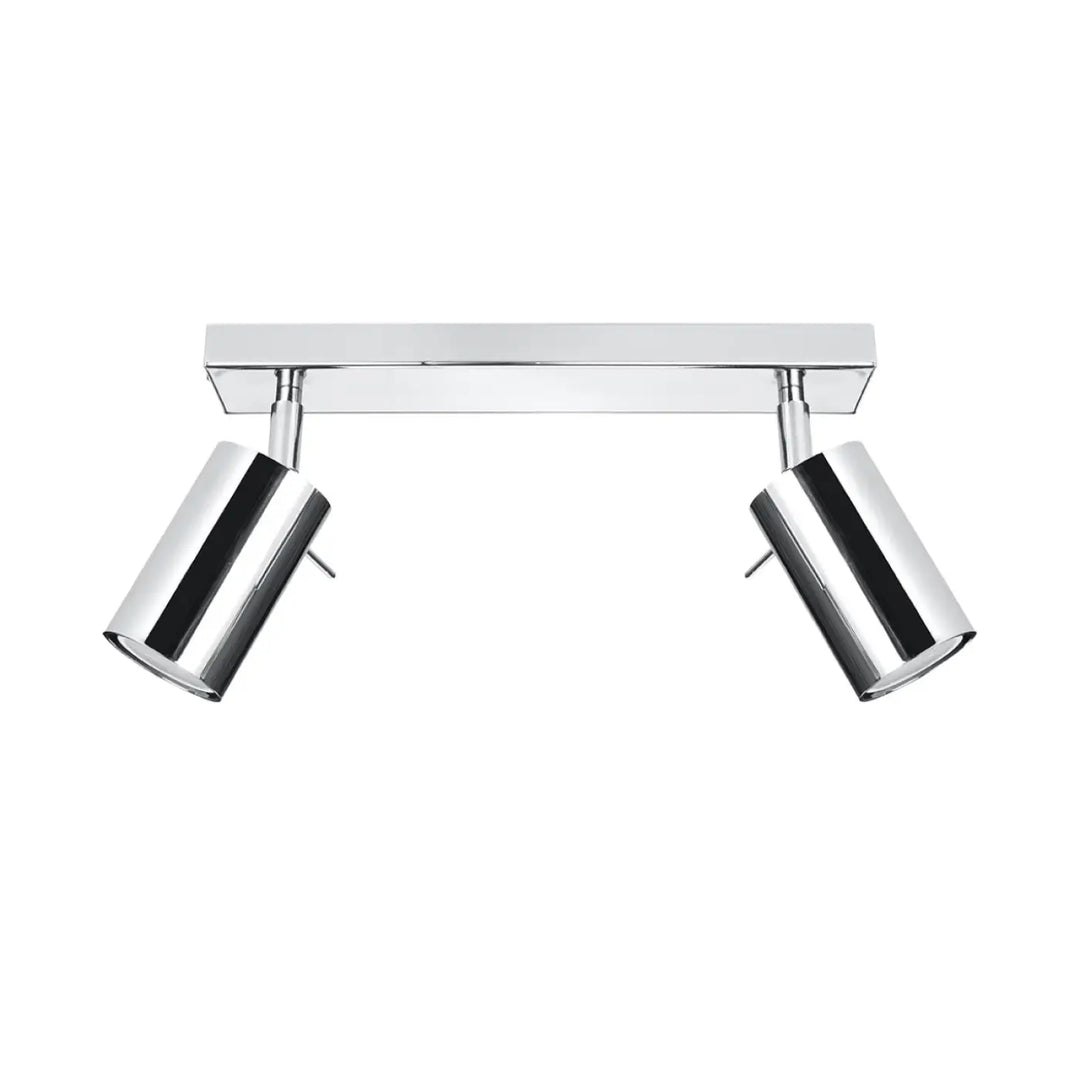 Luminaire plafonnier ring 2 chrome avec double spot cylindrique en chrome que vous pouvez facilement installer