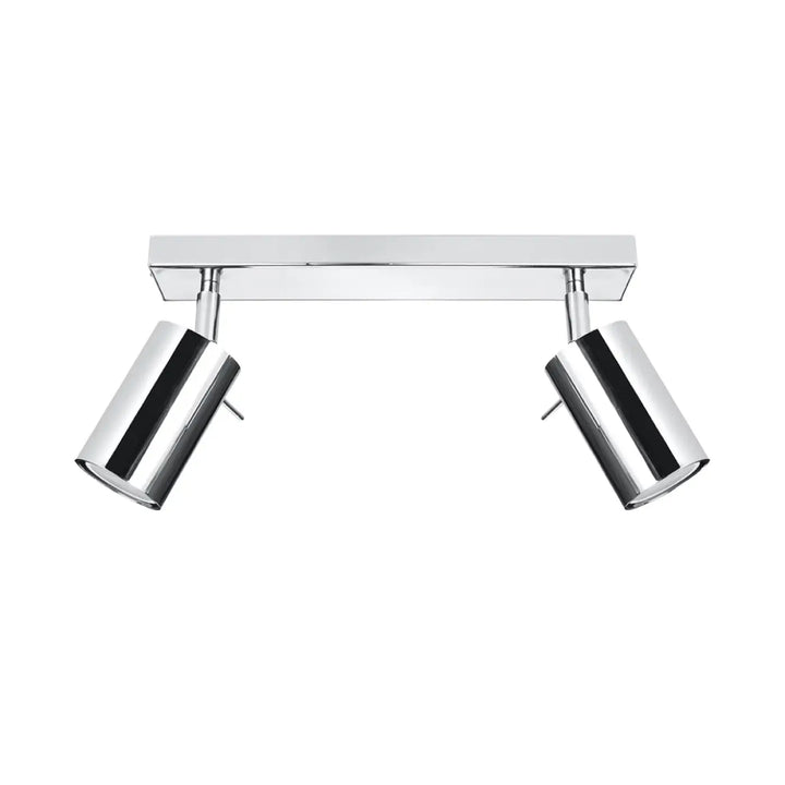 Luminaire plafonnier ring 2 chrome avec double spot cylindrique en chrome que vous pouvez facilement installer