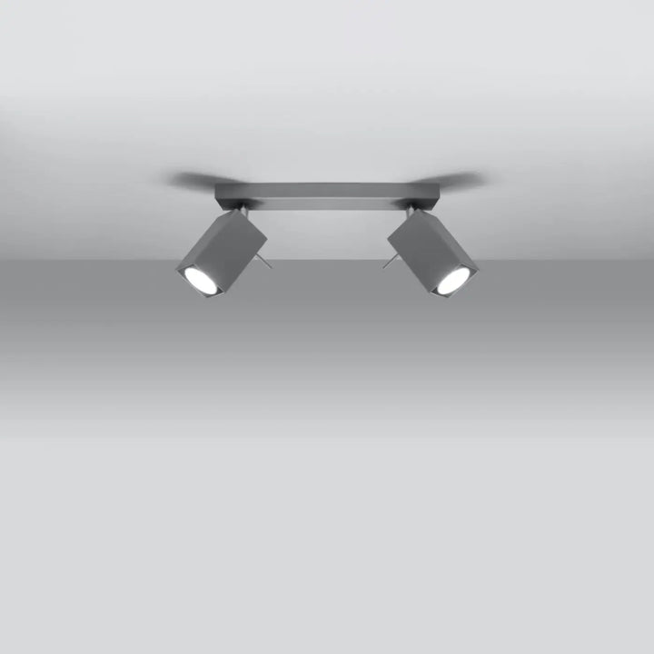 Plafonnier moderne merida 2 gris avec double spots disposés à tête angulaire pour diriger précisément la lumière