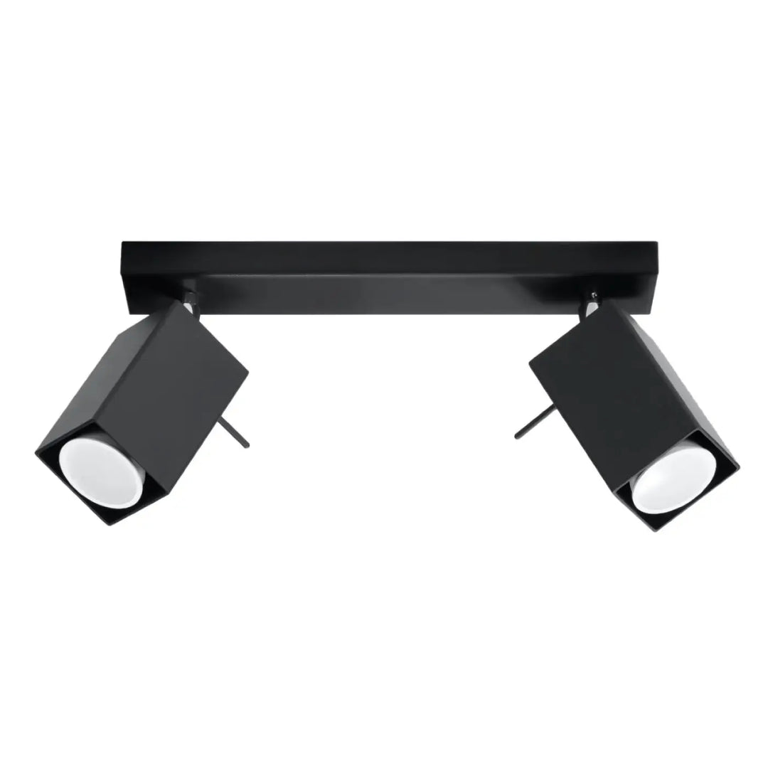 Plafonnier moderne merida 2 noir avec deux têtes carrées ajustables pour diriger précisément le flux lumineux