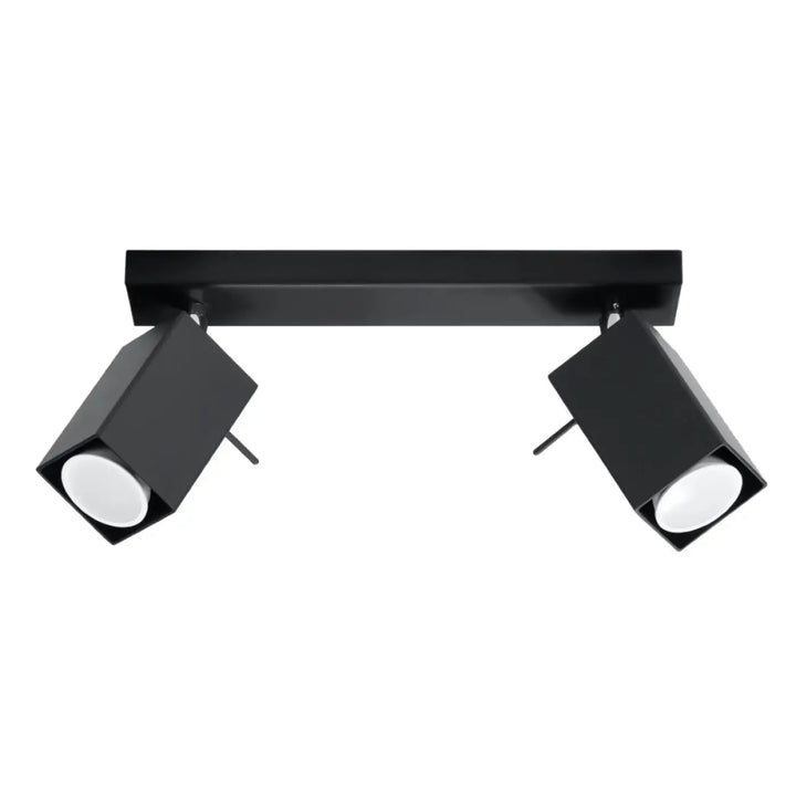 Plafonnier moderne merida 2 noir avec deux têtes carrées ajustables pour diriger précisément le flux lumineux