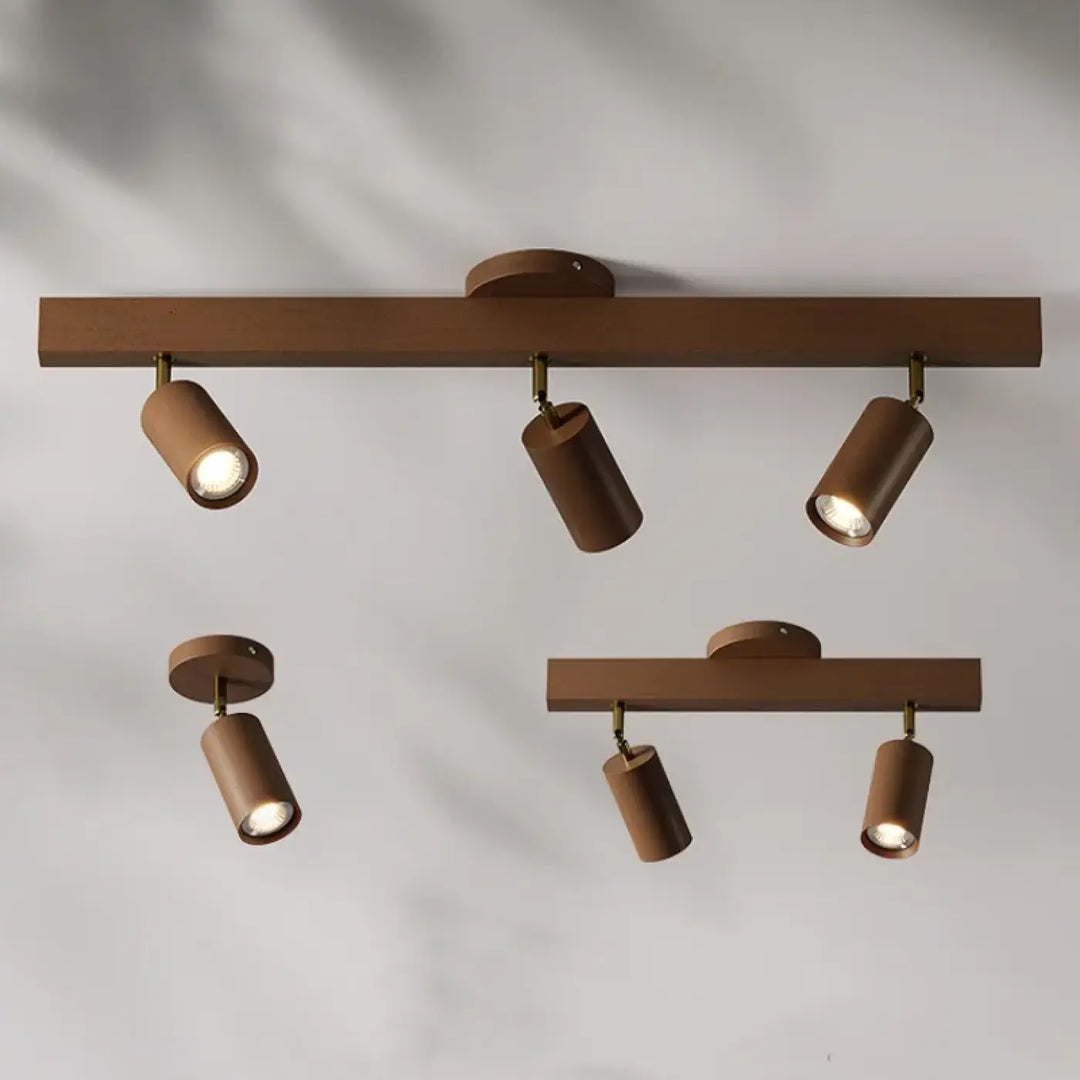 Luminaire plafonnier spots orientables en bois scandinave noir blanc