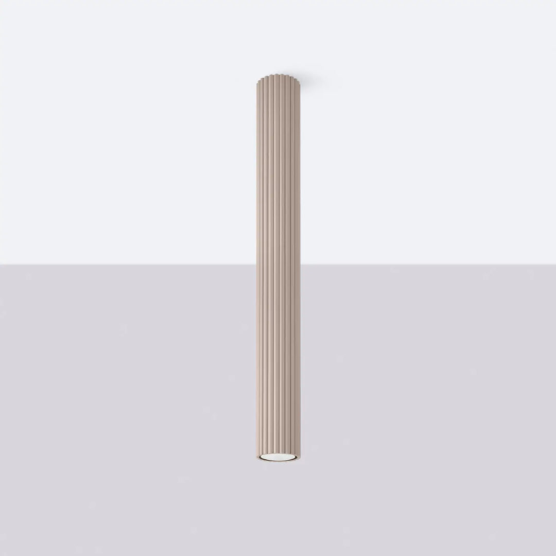 Luminaire plafonnier karbon 60 taupe en design minimaliste avec ampoules gu10 interchangeables et finition beige côtelée