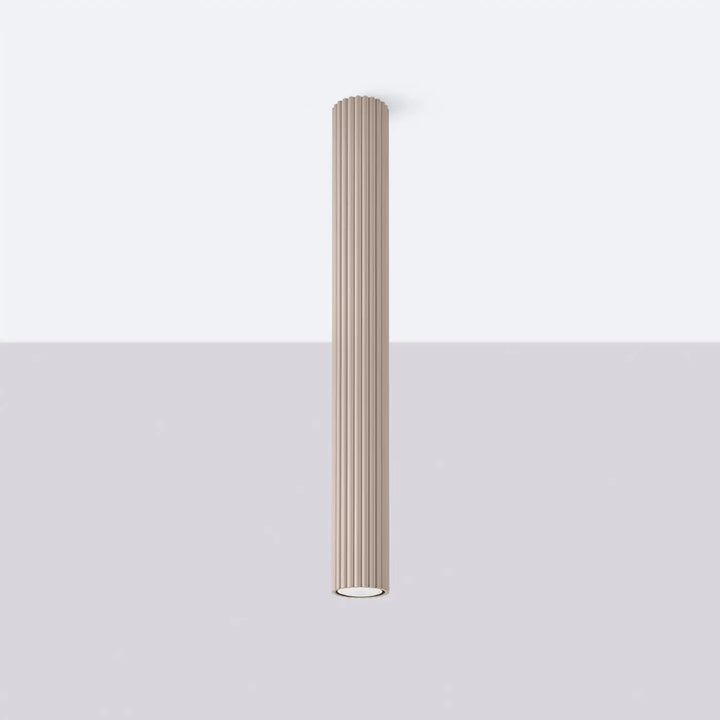 Luminaire plafonnier karbon 60 taupe en design minimaliste avec ampoules gu10 interchangeables et finition beige côtelée